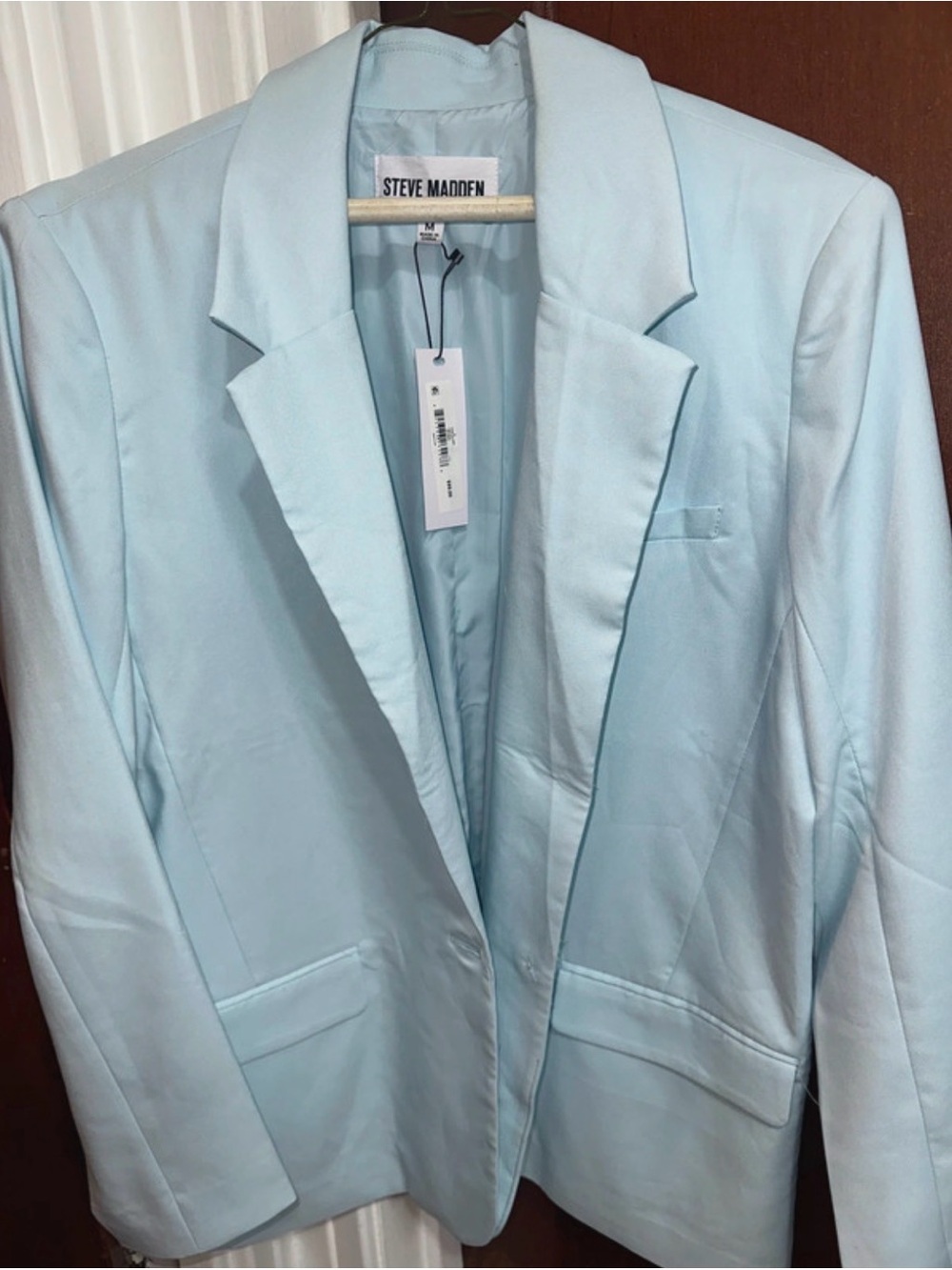 Steve Madden Pale Blue Single-Button Blazer